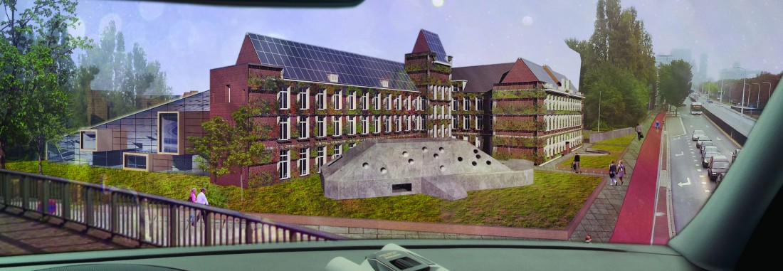 Voormalig Europol kantoor wordt gezond woon-zorggebouw. (ontwerpstudie) 