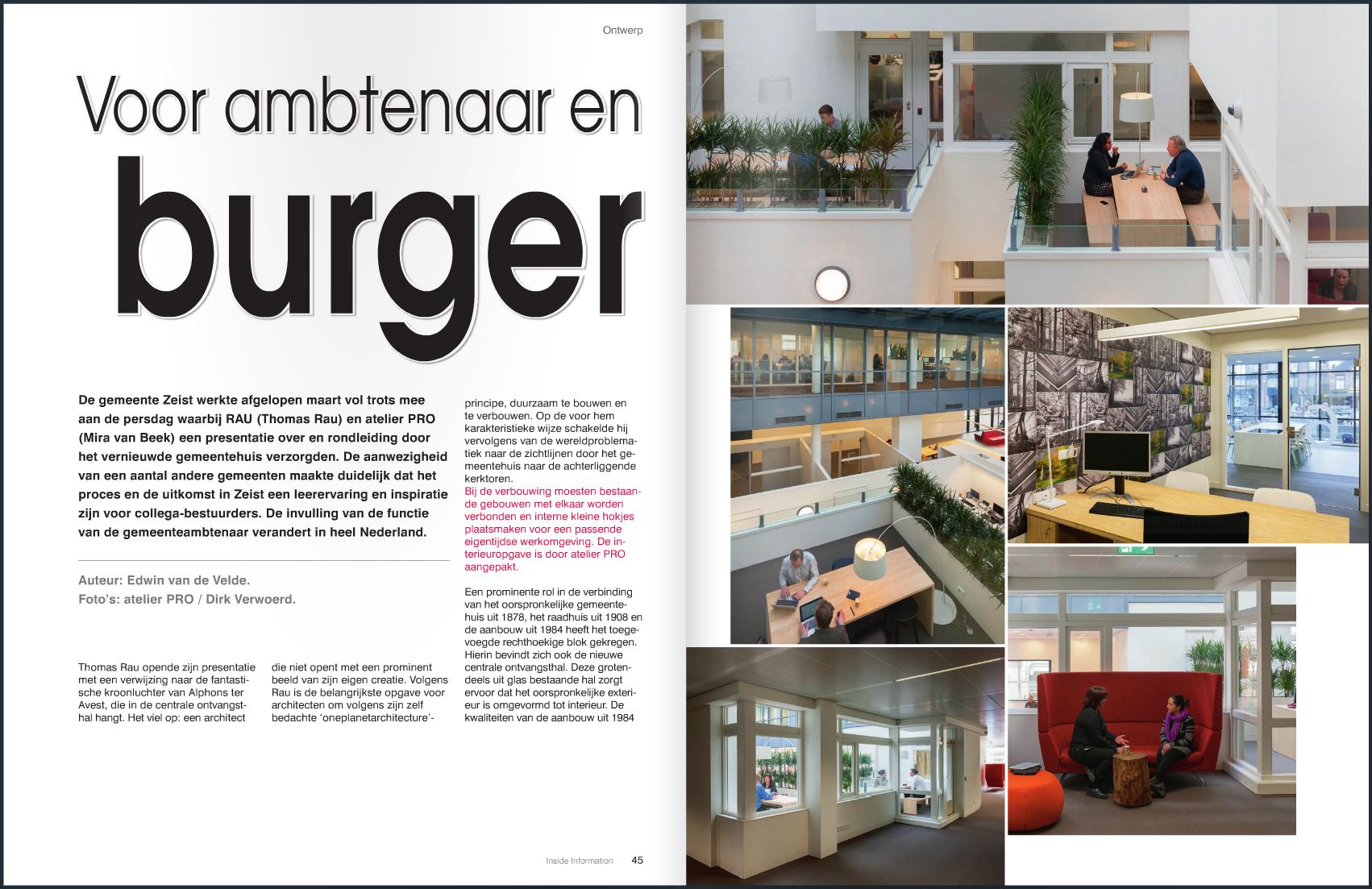 publicatie Inside Information gemeentehuis Zeist