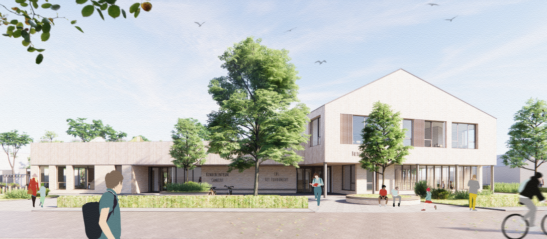 New building Community school Het Fundament and daycare Camelot, Genderen